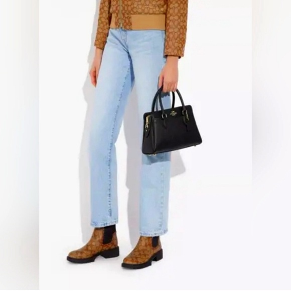 NWT Coach Mini Lillie Carryall Black Satchel with Gold Details - Picture 3 of 7